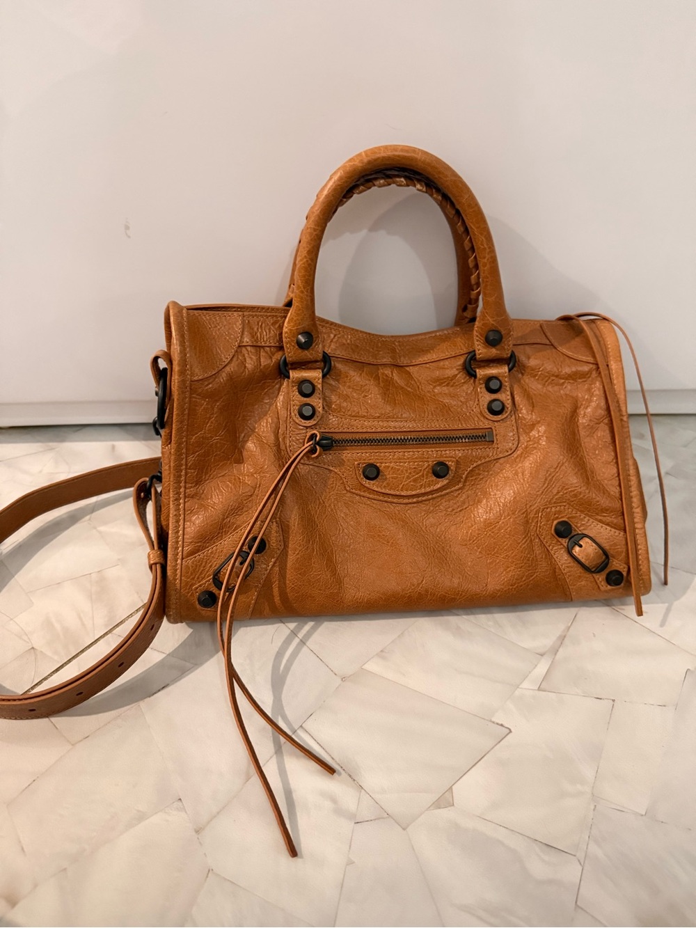 Balenciaga Le City small tote bag camel brown